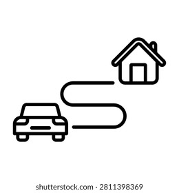 Route to home icon vector. Home navigation illustration sign. Home route symbol. House directions logo or mark.