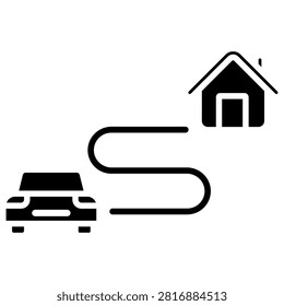 Route home icon vector. Home navigation illustration sign. Destination symbol. Map logo or mark.
