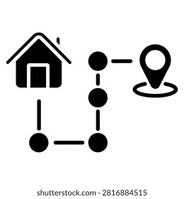 Route home icon vector. Home navigation illustration sign. Destination symbol. Map logo or mark.