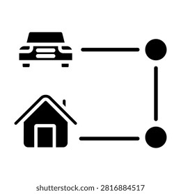 Route home icon vector. Home navigation illustration sign. Destination symbol. Map logo or mark.