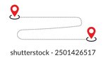 Route icon between two points with dotted path and location pin. Location pointer continuous one line drawing. GPS navigation line route mark. Travel route icon .