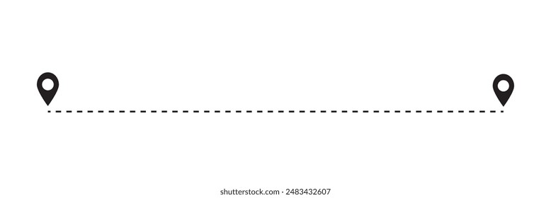 Route icon between two points with dotted path and location pin. Location pointer continuous one line drawing. GPS navigation line route mark. eps 10