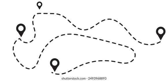 Route icon between two points with dotted path and location pin. Location pointer continuous one line drawing. GPS navigation line route mark. eps 10