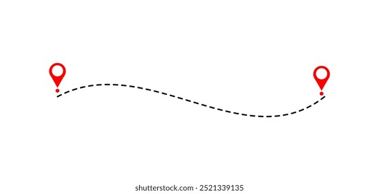 Route icon between two points.  Location pointer continuous one line drawing. GPS navigation line route mark. Vector Illustration on whie background