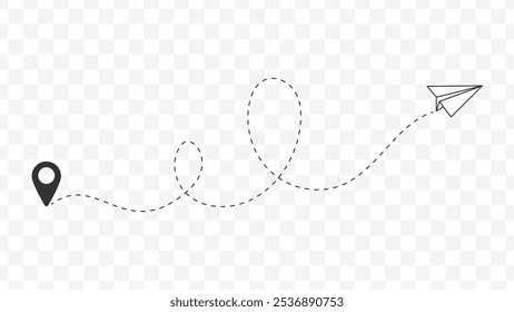 Route icon between two points with dotted path and location pin. Location pointer continuous one line drawing. GPS navigation line route mark. vector eps 10