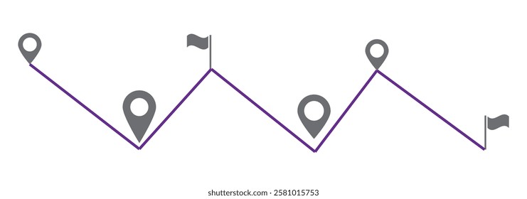 Route icon between two points with dotted path and location pin. Location pointer continuous one line drawing. GPS navigation line route mark. eps 10
