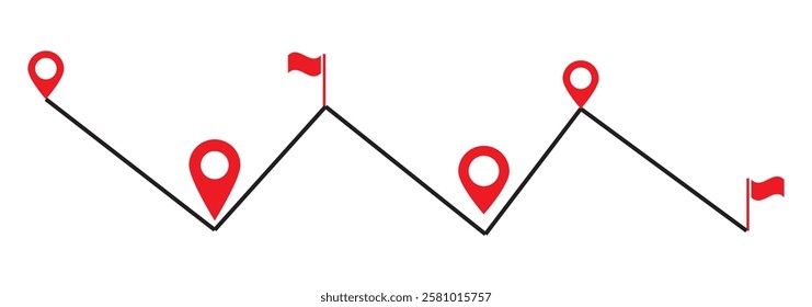 Route icon between two points with dotted path and location pin. Location pointer continuous one line drawing. GPS navigation line route mark. eps 10