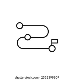 Route icon black and white vector outline sign