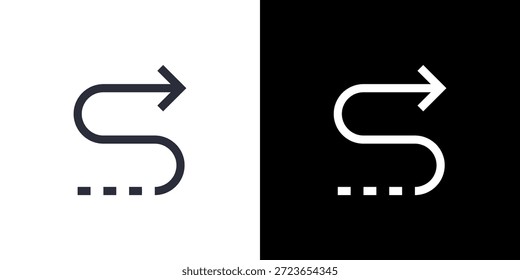 Conceito de ícone de rota com plano de fundo preto e branco. Ilustração vetorial.