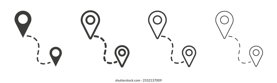 Route icon in fill and three stroke sizes