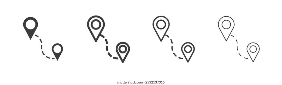 Route icon in fill and three stroke sizes