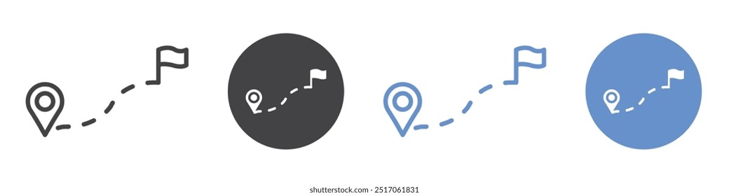 Route Icon flat line symbol set.
