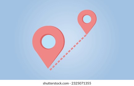 Icono de ruta aislado en vector sobre fondo azul