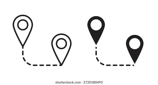 Route icon in line design. Simple icon vector