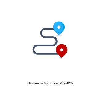 Route Icon Logo Design Element