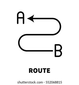 Route icon or logo in modern line style. High quality black outline pictogram for web site design and mobile apps. Vector illustration on a white background.