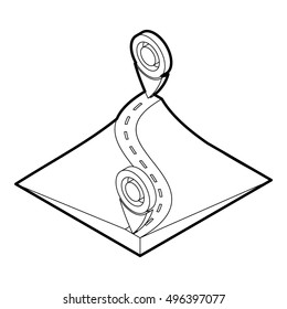 Route icon. Outline illustration of route vector icon for web
