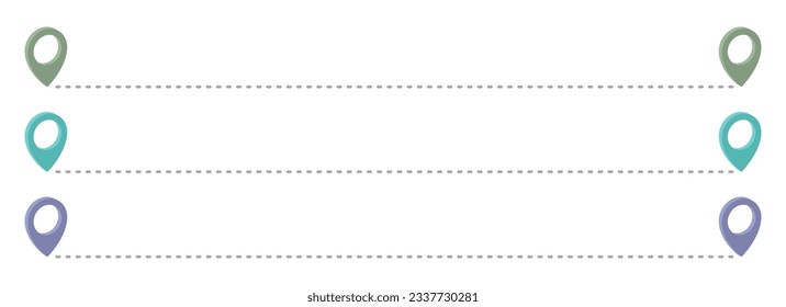 Route icon with pointer pin and dotted path vector set