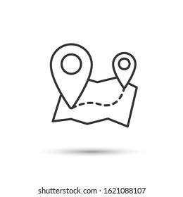 Route icon with pointers. Vector