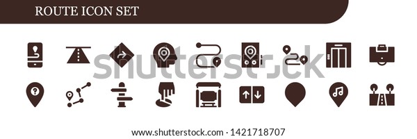 Route Icon Set 18 Filled Route Stock Vector (Royalty Free) 1421718707 ...