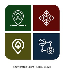 conjunto de iconos de ruta. Colección de iconos Marker, Direction, Park location, Gps