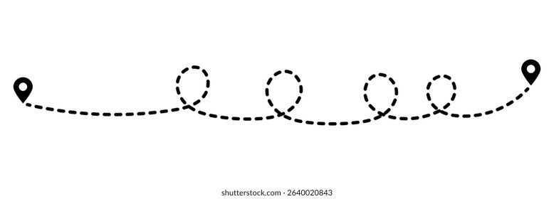 Route icon. set of Route location icon two pin sign and dotted line. Distance vector sign symbol. 