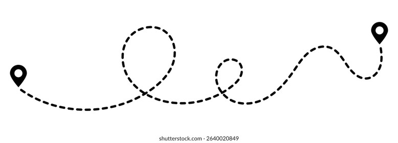 Route icon. set of Route location icon two pin sign and dotted line. Distance vector sign symbol. 