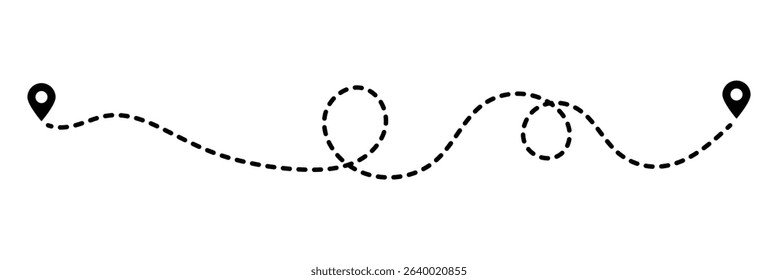 Route icon. set of Route location icon two pin sign and dotted line. Distance vector sign symbol. 