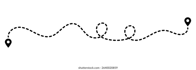Route icon. set of Route location icon two pin sign and dotted line. Distance vector sign symbol. 
