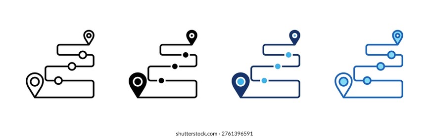 Route icon set multiple style collection