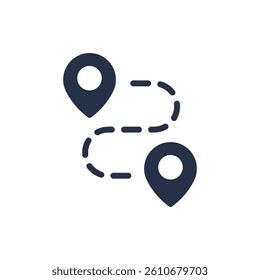 Route icon. Solid glyph series icon