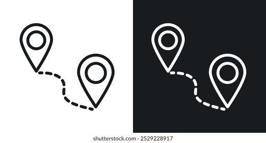 Icono de ruta en color negro de línea delgada. ilustración de símbolos de Vector simple plano.