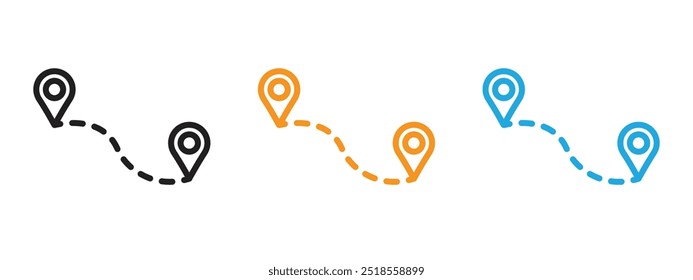 Conjunto de ilustración de línea delgada de icono de ruta
