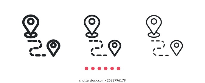 Icono de ruta. Vector de icono de línea delgada