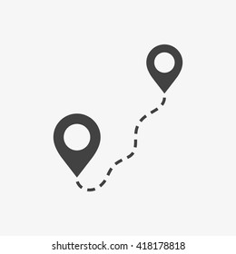 Route Icon in trendy flat style isolated on grey background. Localization symbol for your web site design, logo, app, UI. Vector illustration, EPS10.