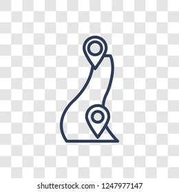 Route icon. Trendy linear Route logo concept on transparent background from Architecture and Travel collection