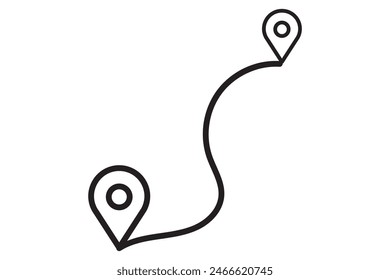  Route icon - two points with dotted path and location pin. Route location icon two pin sign and dotted line. Travel vector icon. Travel from start point and dotted line. vector illustration.