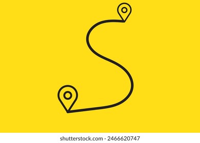  Route icon - two points with dotted path and location pin. Route location icon two pin sign and dotted line. Travel vector icon. Travel from start point and dotted line. vector illustration.