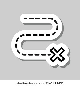 Route icon, vector. Flat design. Sticker with shadow on gray background.ai