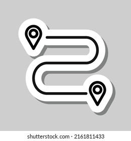 Routensymbol, Vektorgrafik. Flaches Design. Aufkleber mit Schatten auf grauem Hintergrund.ai