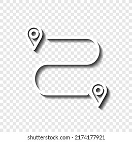 Route icon vector. Flat design. White with shadow on transparent grid.ai