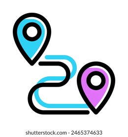 Route icon vector illustration in colored outline