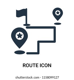 Route icon vector isolated on white background, Route transparent sign , filled dark user interface icons