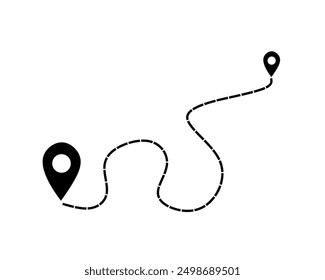 Routensymbol, Vektor auf weißem Hintergrund. Kartensymbol