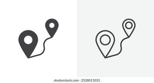 Conjunto de iconos de Vector de ruta en color blanco y negro.
