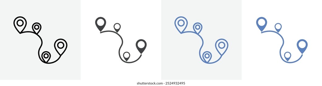 Conjunto de Vectores de Icono de ruta para uso en Web