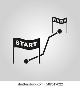 Route icon. Way, road, path, track symbol. Flat design. Stock - Vector illustration
