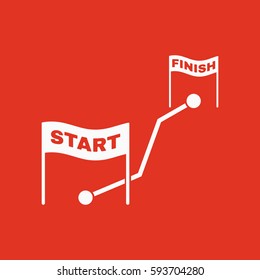 Route icon. Way, road, path, track symbol. Flat design. Stock - Vector illustration