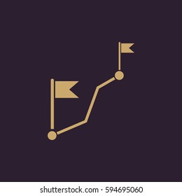 Route icon. Way, road, path, track symbol. Flat design. Stock - Vector illustration