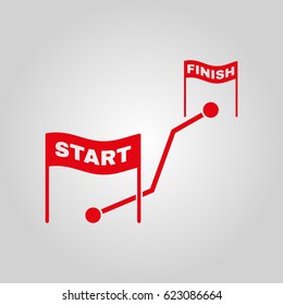 Route icon. Way, road, path, track symbol. Flat design. Stock - Vector illustration